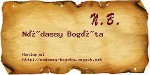 Nádassy Bogáta névjegykártya